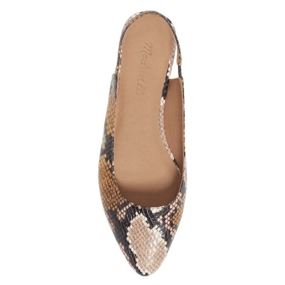 NEW Madewell The Margot Slingback Flats Shoes Snake Embossed Leather Size 9 - Picture 5 of 6